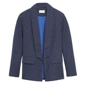 Harlyn Woven Cotton Blend Navy Polka Dot Blazer - size S
